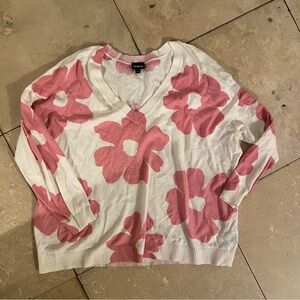 Torrid V-Neck Sweater with Pink Floral Design